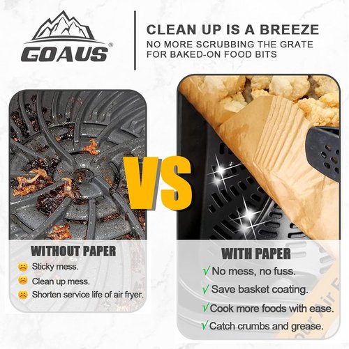 GOAUS Parchment Paper Liners - 150 Disposable Rectangle Accessories for Ninja Foodi XL Air Fryer