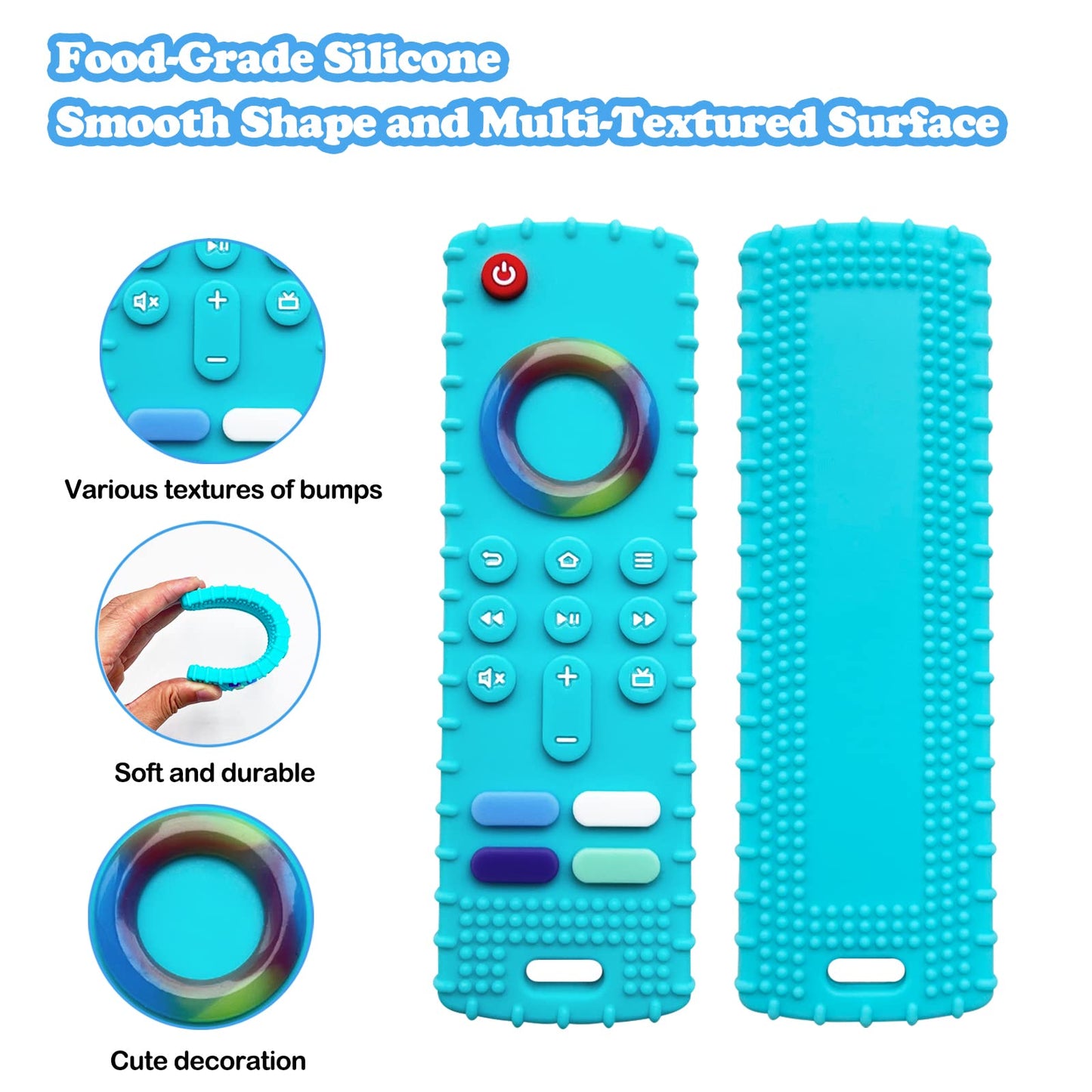 ROBBEAR Baby Teething Toys, Food Grade Silicone Teether for Babies 3 6 12 18 Months, Fire TV Stick Remote Shape Toddlers Chew Toys, Freezer BPA Free (FTV Green)
