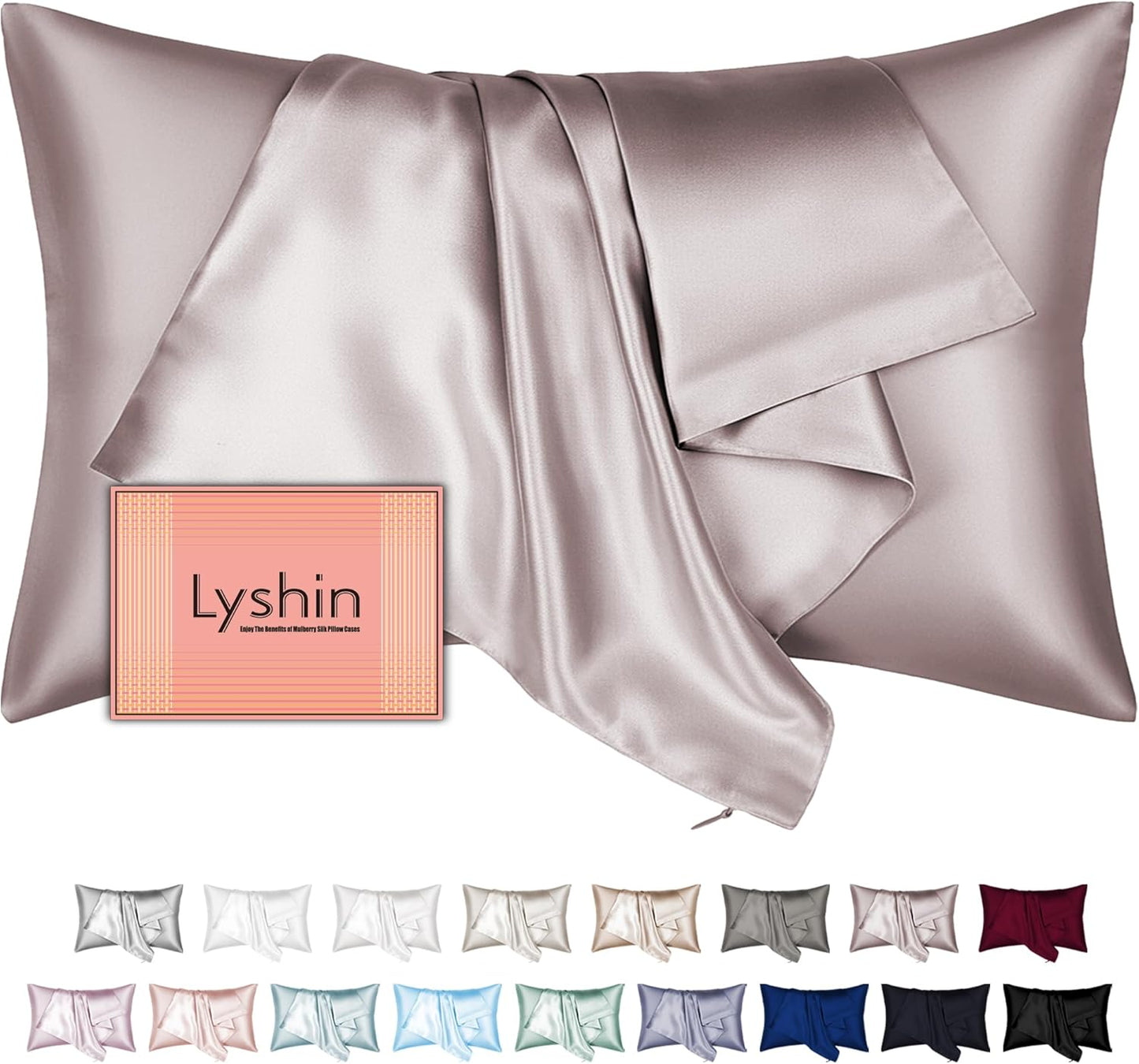 Skiennix Mulberry Silk Pillowcase - Queen Size, Hidden Zipper, Soft & Breathable for Hair & Skin | Taupe