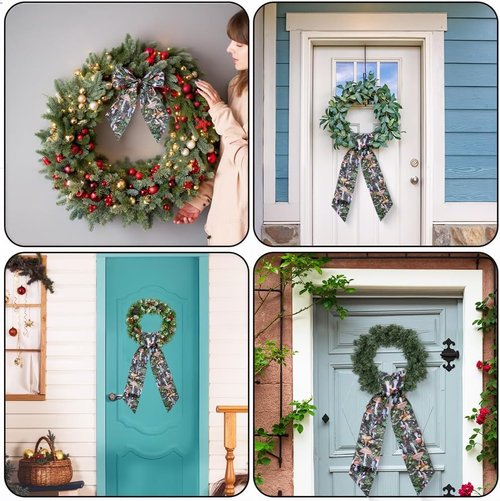 CRASPIRE Christmas Wreath Sash - Embroidered Monogram Design for Indoor/Outdoor Decor | Black Mushroom Plant