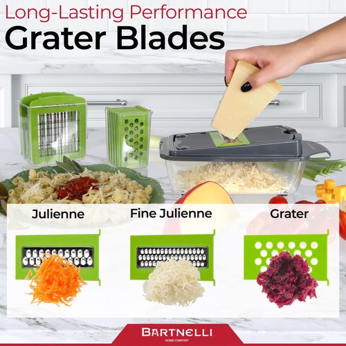 Bartnelli Vegetable Chopper | 15-Piece Multifunctional Kitchen Gadget Set for Easy Veggie Slicing & Grating