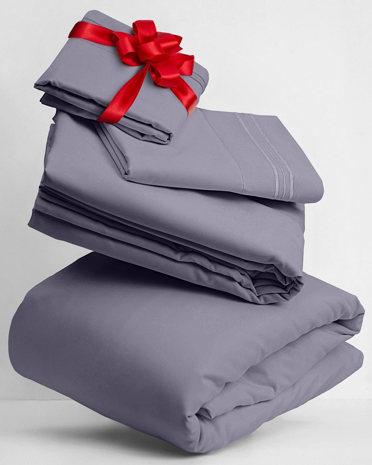 Mellanni Twin XL Sheets Set - 3 PC Hotel Luxury Bedding | Extra Soft, Cooling, Stain Resistant - Hazy Lilac