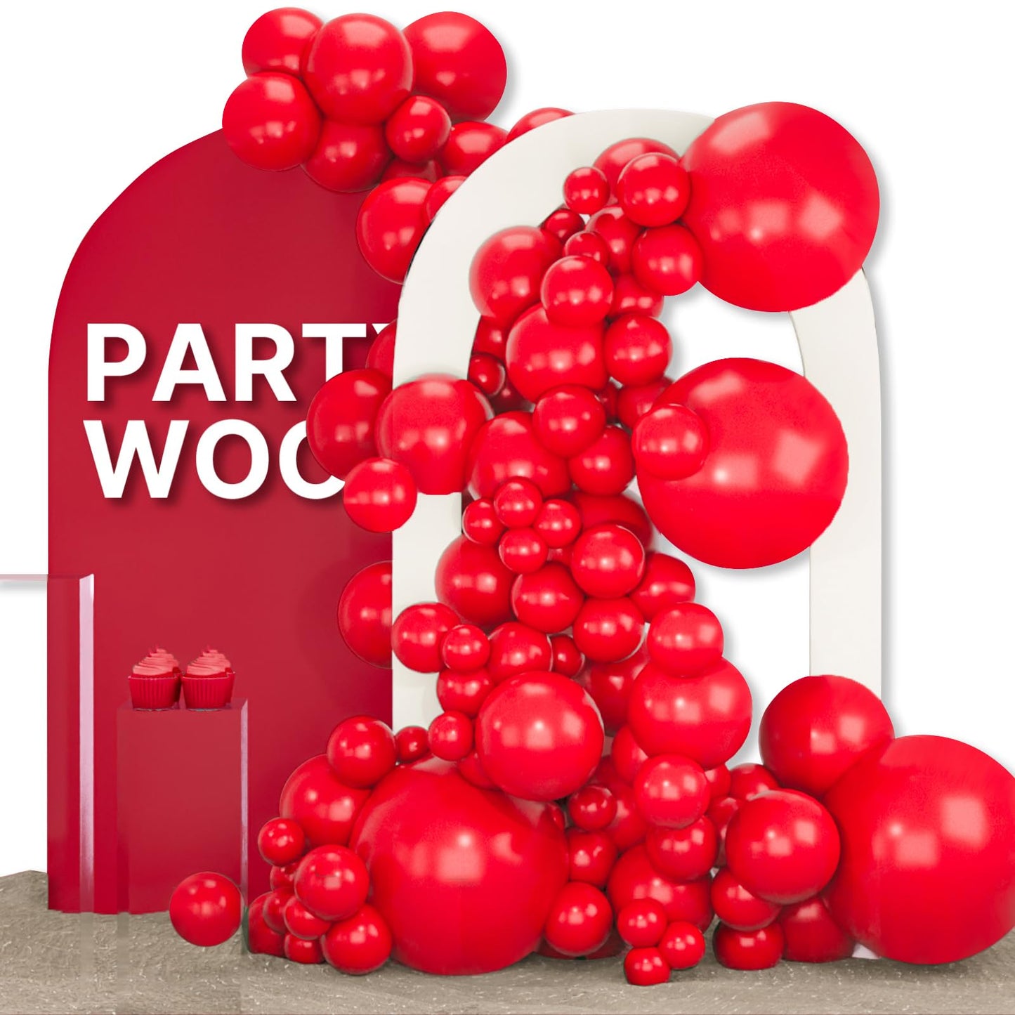 PartyWoo Red Balloons 155 pcs Different Sizes of 18 12 10 5 Inch Red Balloon Arch Kit Garland for Birthday Graduation Bachelorette Citizenship Anniversary Cherry Casino Theme Party Decorations Red-Y57