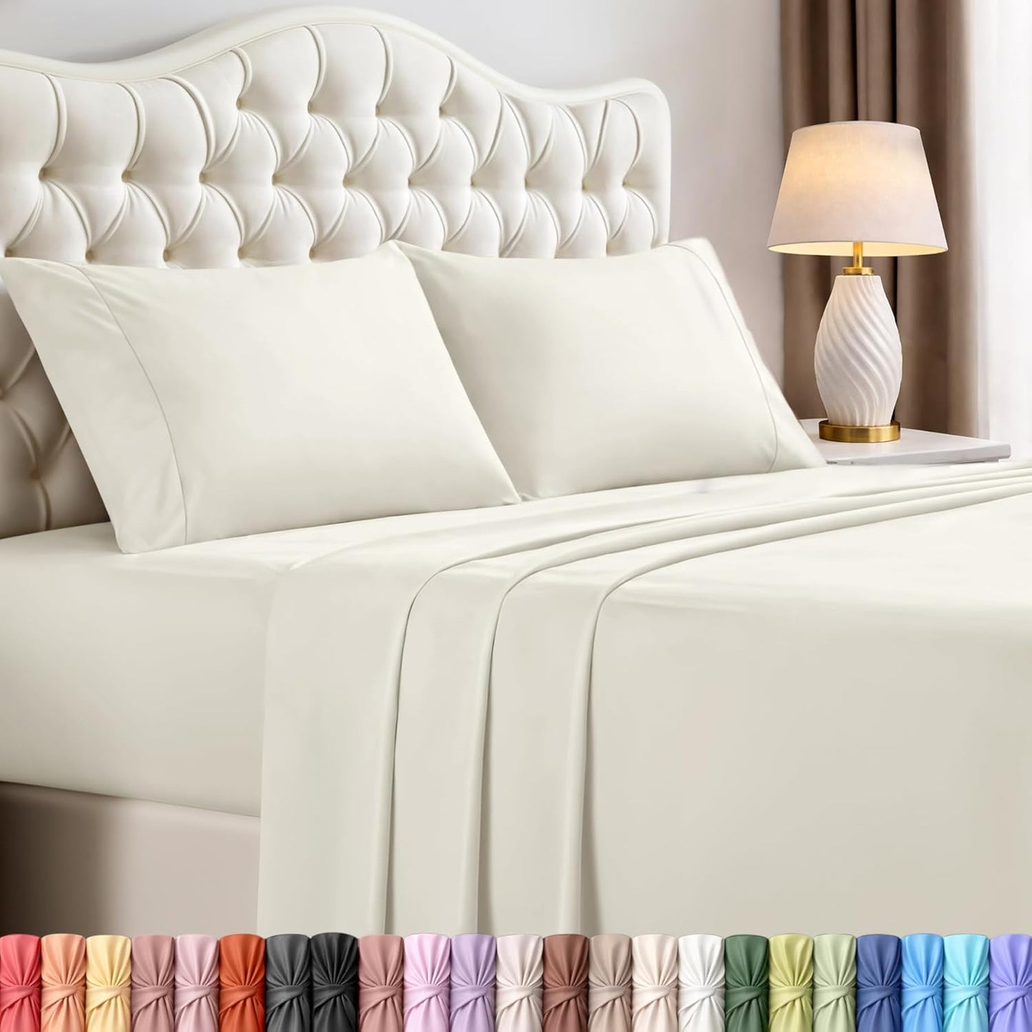 Utopia Bedding King Size Sheet Set - Soft, Breathable Microfiber, 4-Piece Bed Sheets - Oeko Tex Ivory