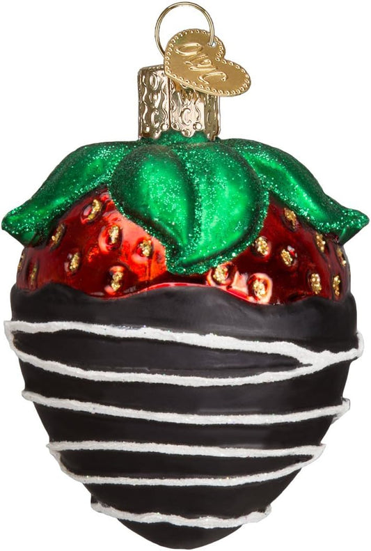 Chocolate Dipped Strawberry Glass Blown Christmas Ornaments - Old World Christmas (28116)