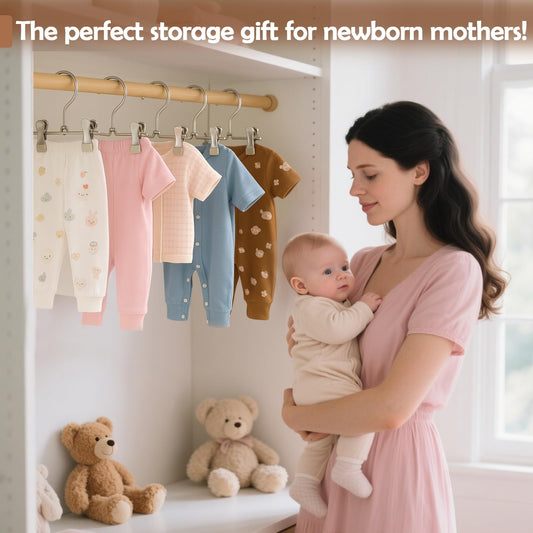 Mity rain20-Pack Baby Hangers - 360° Rotatable Silicone Clip Kid Hangers, Space-Saving Toddler Hanger,Premium Stainless Steel, Ideal for Newborn & Children Wardrobe Organization.