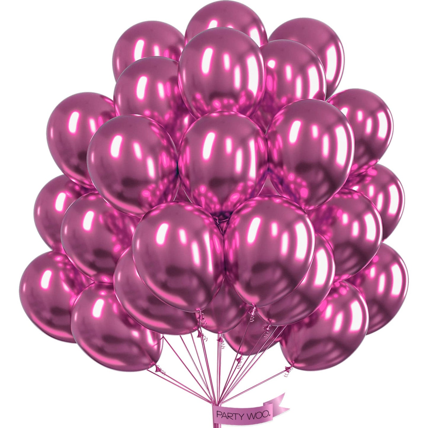 PartyWoo Metallic Hot Pink Balloons 50 pcs 12 Inch Metallic Pink Magenta Fushsia Latex Helium Balloons for Birthday Valentine's Day Bachelorette Wedding Baby Shower Party Decorations Pink-G114