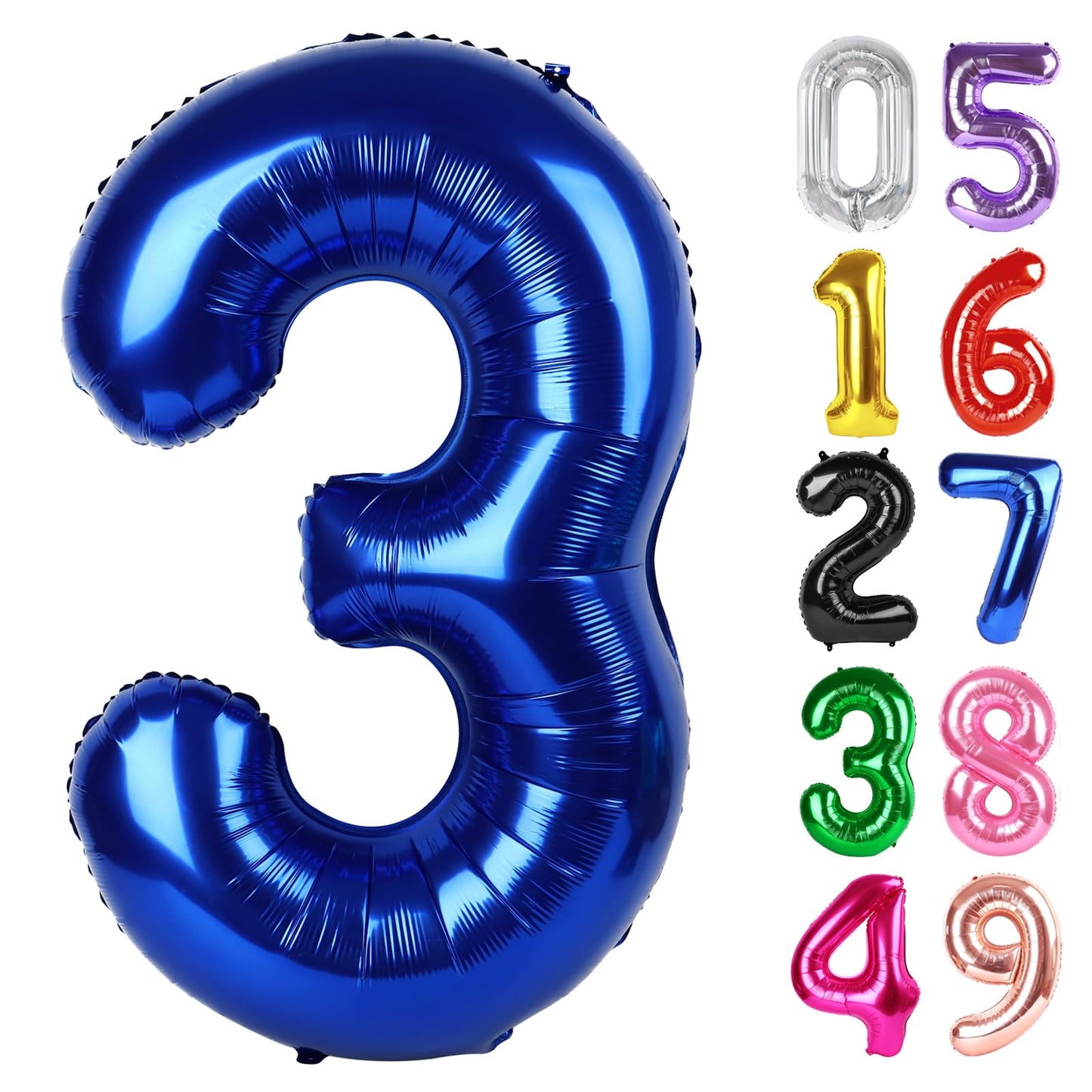 Night Blue Number 3 Balloon 40 Inch, 3rd Birthday Celebration Supplies for Girls Boys Women Men, 3 Balloon for Girls Boys Theme Party