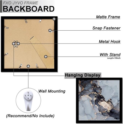 Fxojyvo Black 9x9 Picture Frame - Lightweight & High Transparency for Square Photos | 1 Pack