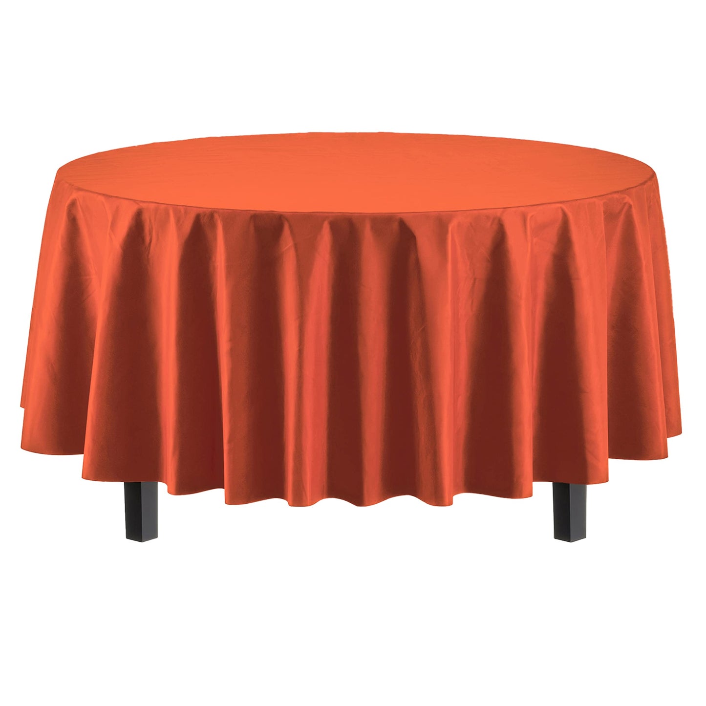 Exquisite 12-Pack Premium Plastic 84-Inch Round Tablecloth, Orange