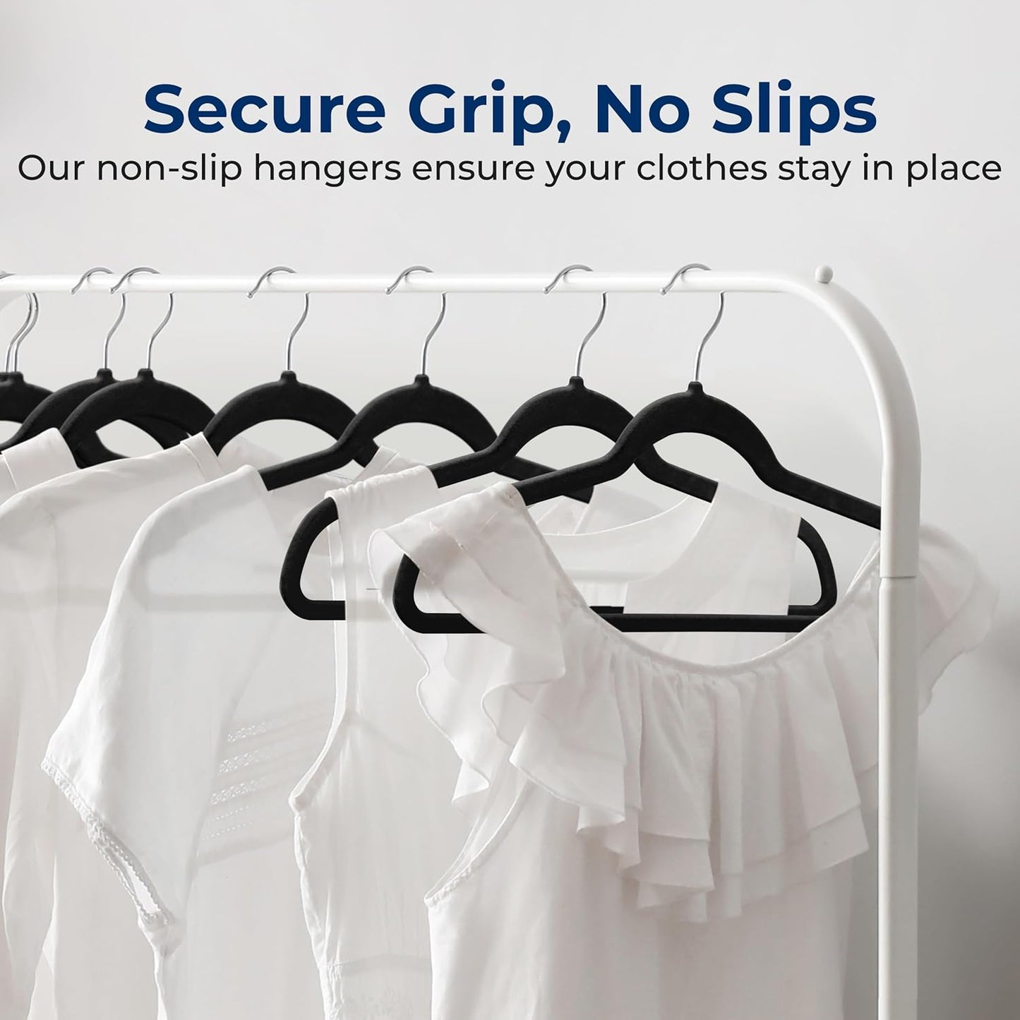 SereneLife Velvet Hangers - Non-Slip Heavy Duty Coat Hangers with 360° Swivel Hook | 10 Pack (Black)
