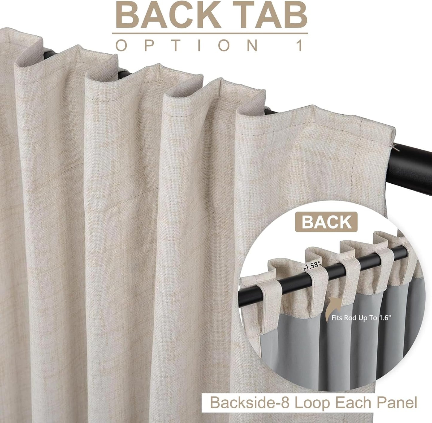 Skiennix 100% Blackout Curtains - Thermal Insulated Drapes for Bedroom | 84" Long, Cream, 2 Panels Set