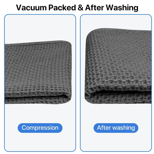 FreeNook 100% Cotton Waffle Weave Kitchen Towels, 8 Pack Dish Cloths for Washing Dishes, Ultra Soft Absorbent Dish Towels, Quick Drying Kitchen Rags, 12x12 Inches, Dark Grey