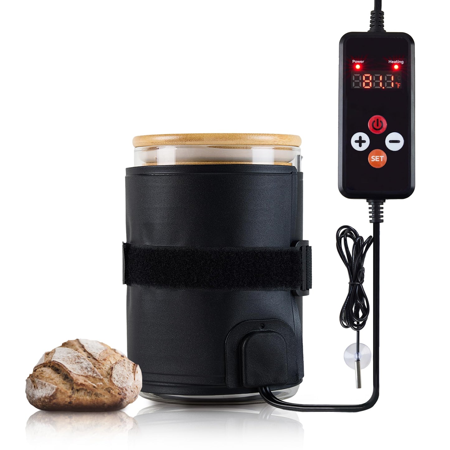 Sourdough Starter Warmer Wrap, Sourdough Starter Jar Heat Wrap, Sourdough Heating Warming Mat with Temperature Control(41-113℉) & 24H Timer, Dough Bread Warmer for Kitchen Baking (Rectangle)