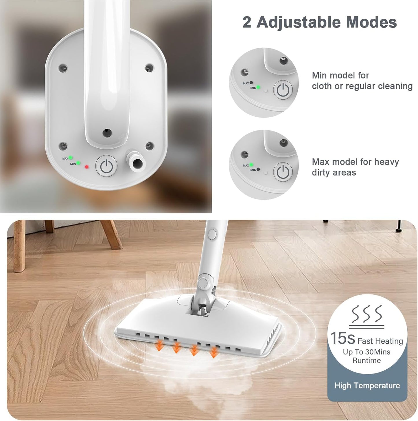 Skiennix 6-in-1 Steam Mop Cleaner - Versatile 2 Modes, 400ML Tank, 23FT Power Cable | Azure Color
