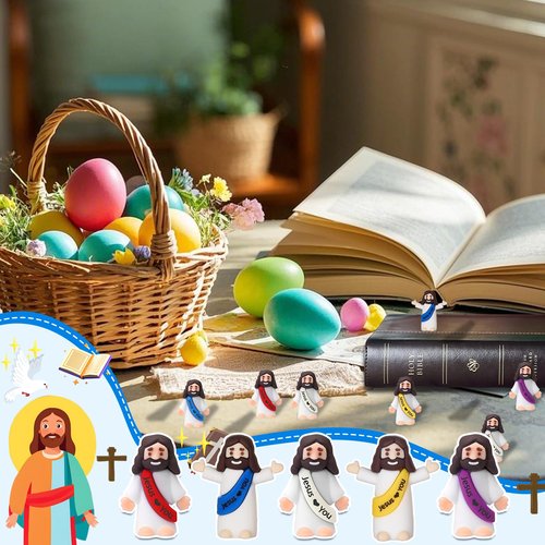 Corzeergi 100 Pcs Little Jesus Figures, Mini Jesus Figurines in Bulk, Small Jesus Loves You Figures, Miniature Baby Jesus Resin to Hide, Pocket Gifts