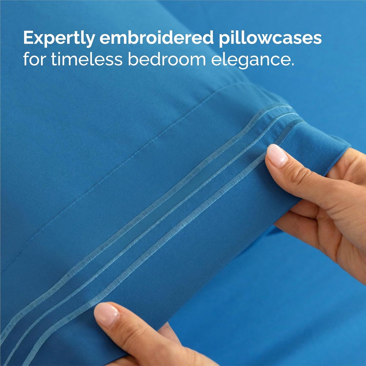 King Size 4 Piece Sheet Set by [Brand Name] - Comfy Cooling Bed Sheets | Luxury Denim Blue Bedding, Deep Pockets, Soft & Wrinkle-Free