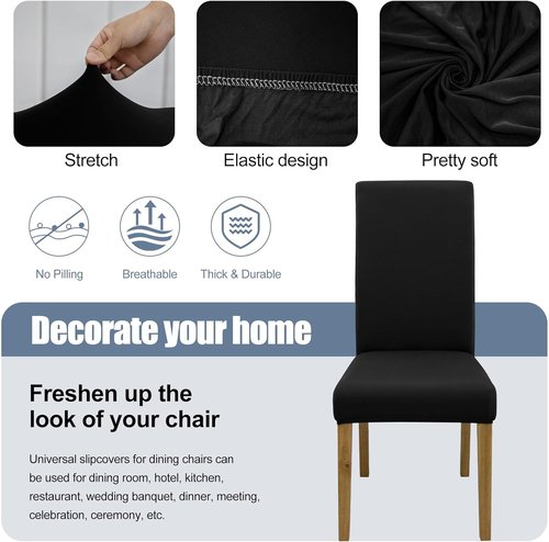 BIETYONE Dining Chair Covers - Set of 6 Stretch Washable Slipcovers for Home & Restaurant | Protective Design
