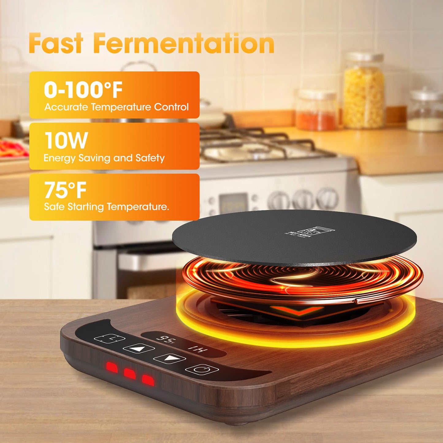 Sourdough Starter Warmer with Temperature Display,Sourdough Warming Mats 100℉ Electric Heating 12 Hours Timing Function Sourdough Heating Mat Bread for Baking Supplies Kitchen Bakers (Wood)