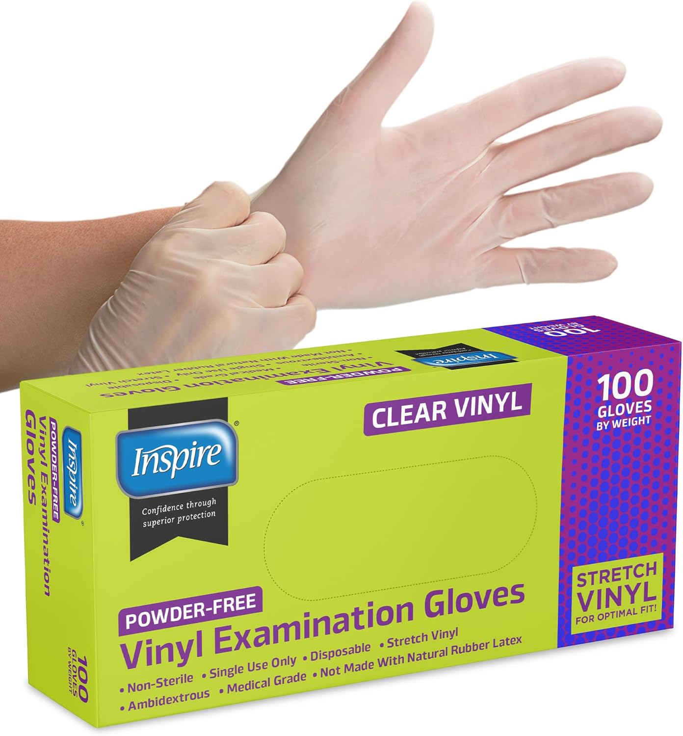 Regine Switzerland Medical Clear Vinyl Disposable Gloves - Latex-Free for Cleaning & Food Prep | 100 Count, Large