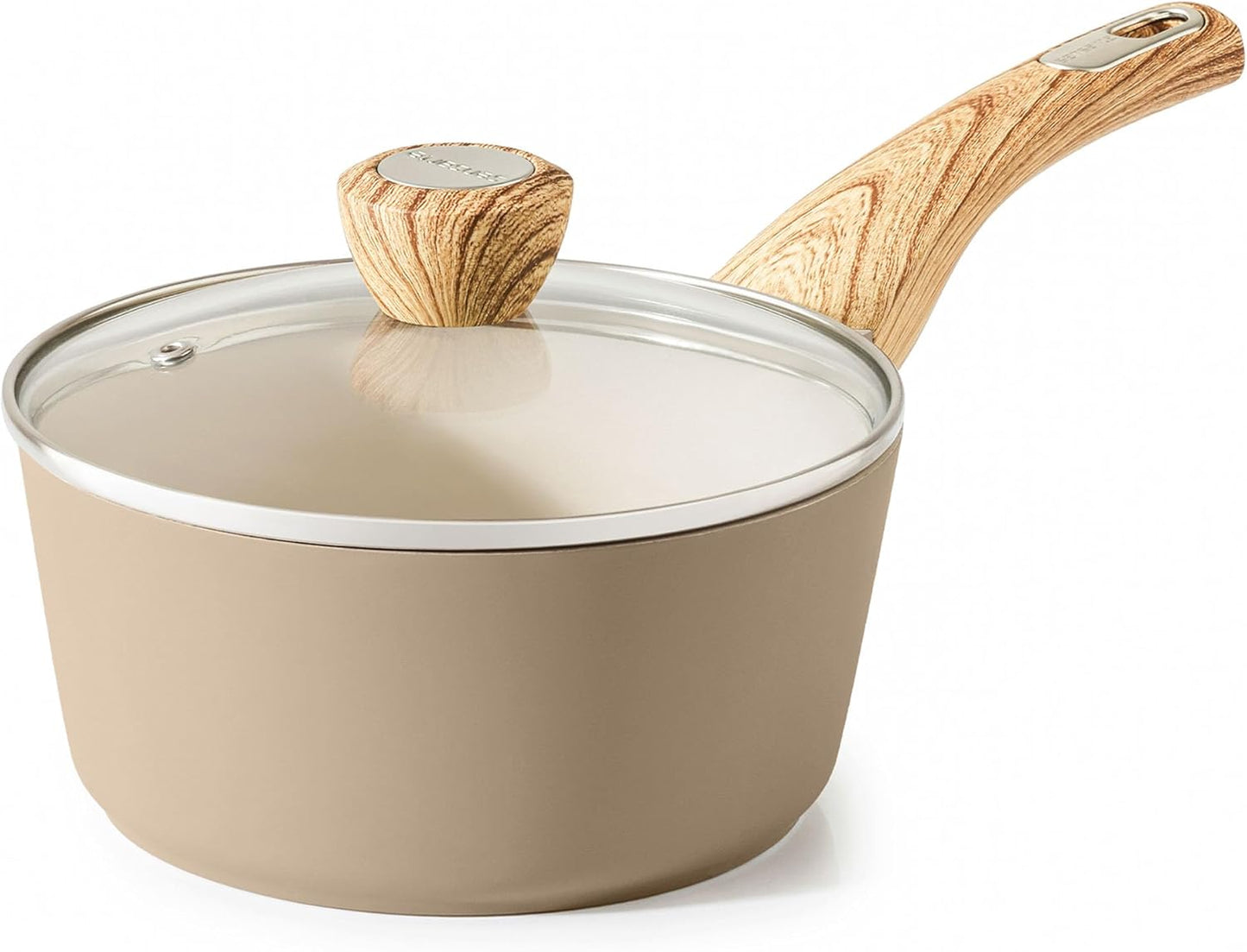 SENSARTE Nonstick Ceramic Saucepan - 1.5 Quart Cooking Pot with Lid & Stay-Cool Handle | PFOA Free