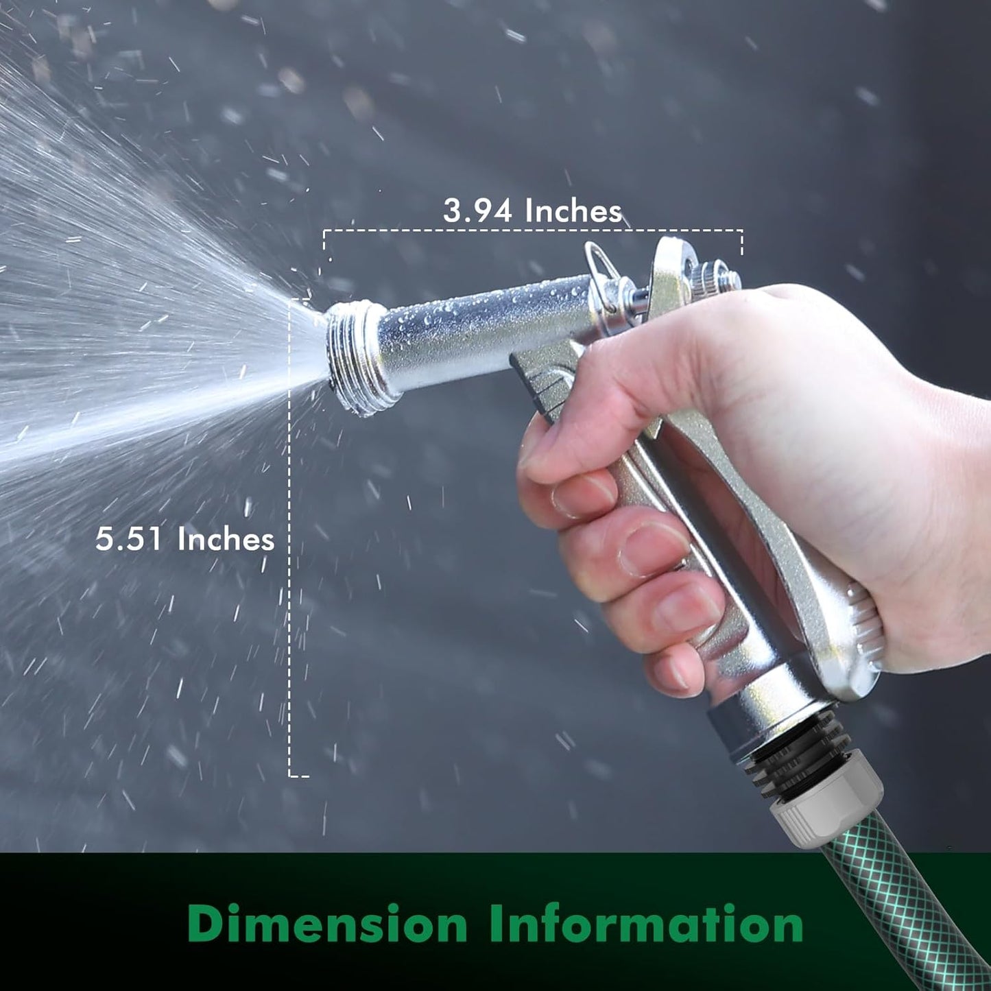 RESTMO 100% Metal Garden Hose Nozzle - Heavy Duty Zinc Alloy, Rust-Proof Chrome Plated, High Pressure Sprayer