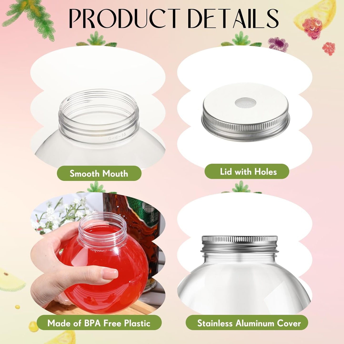 Yaomiao 24 Pcs 10 oz Mini Plastic Fish Bowl Ornament Cups for Drinks Clear Spherical Potion Bottles with Lids and Straws Bulb Cups for Christmas Carnival Candy Party Decorations (Red)