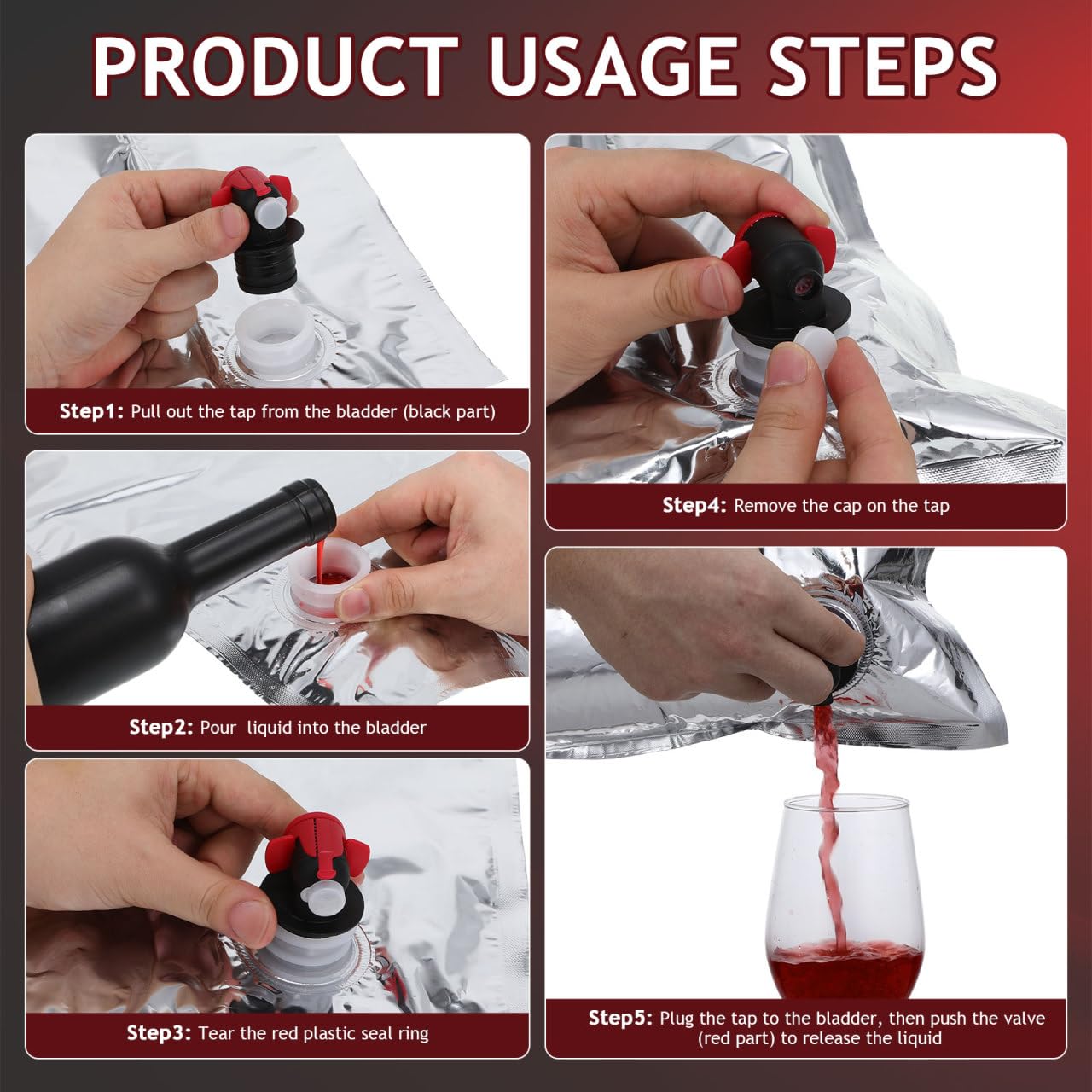 Mobestech 10 Pack Refillable Wine Pouches with Spout 5L Portable Beverage Storage Bags for Outdoor Parties Picnics and Entertaining