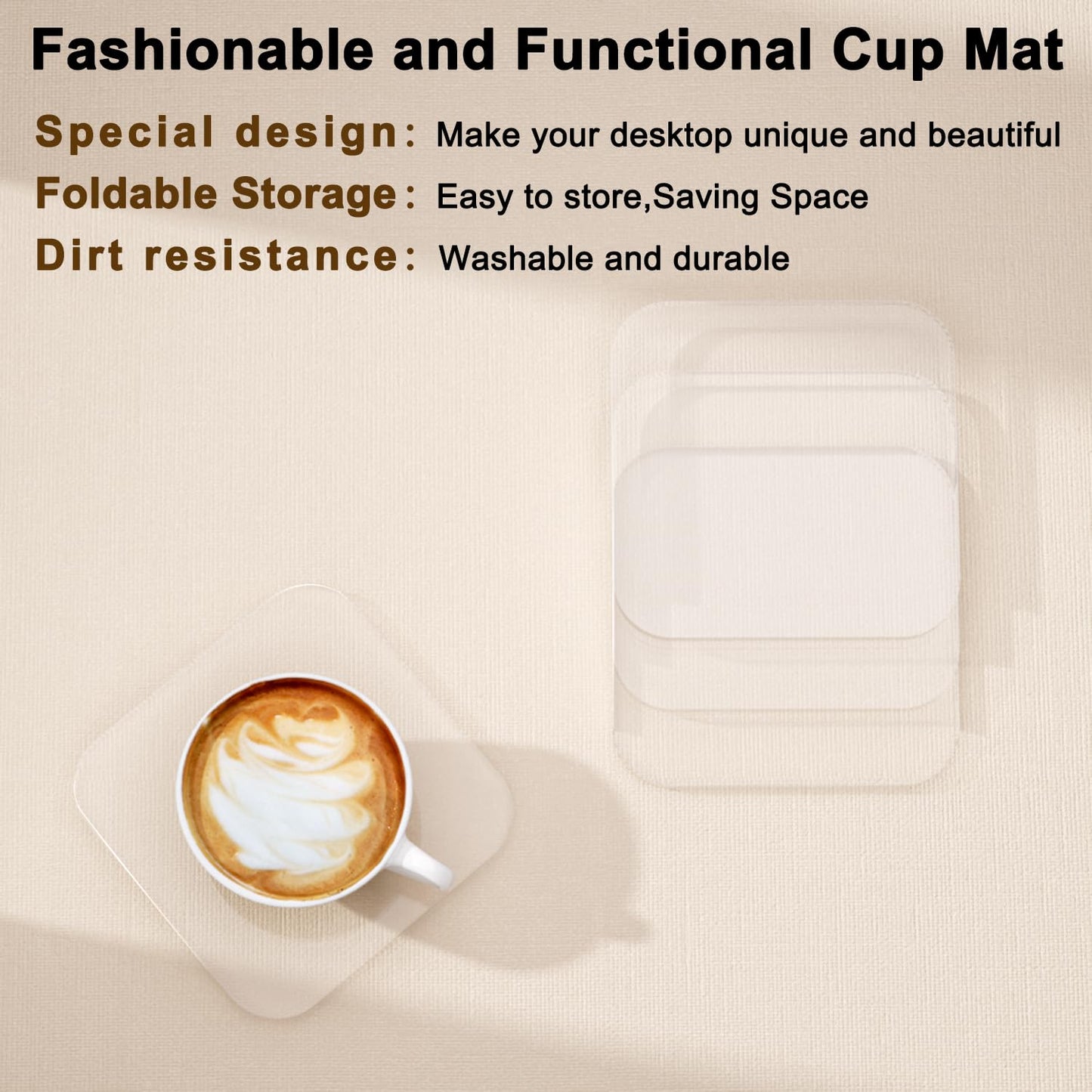 Sweet Elegance Acrylic Coaster, Rectangular Bar Drink Coaster, Clear Square Shaped Coffee Cup Coaster, for Tabletop Protection and Accessories Display Durable Decorations for Home Festival (Clear)