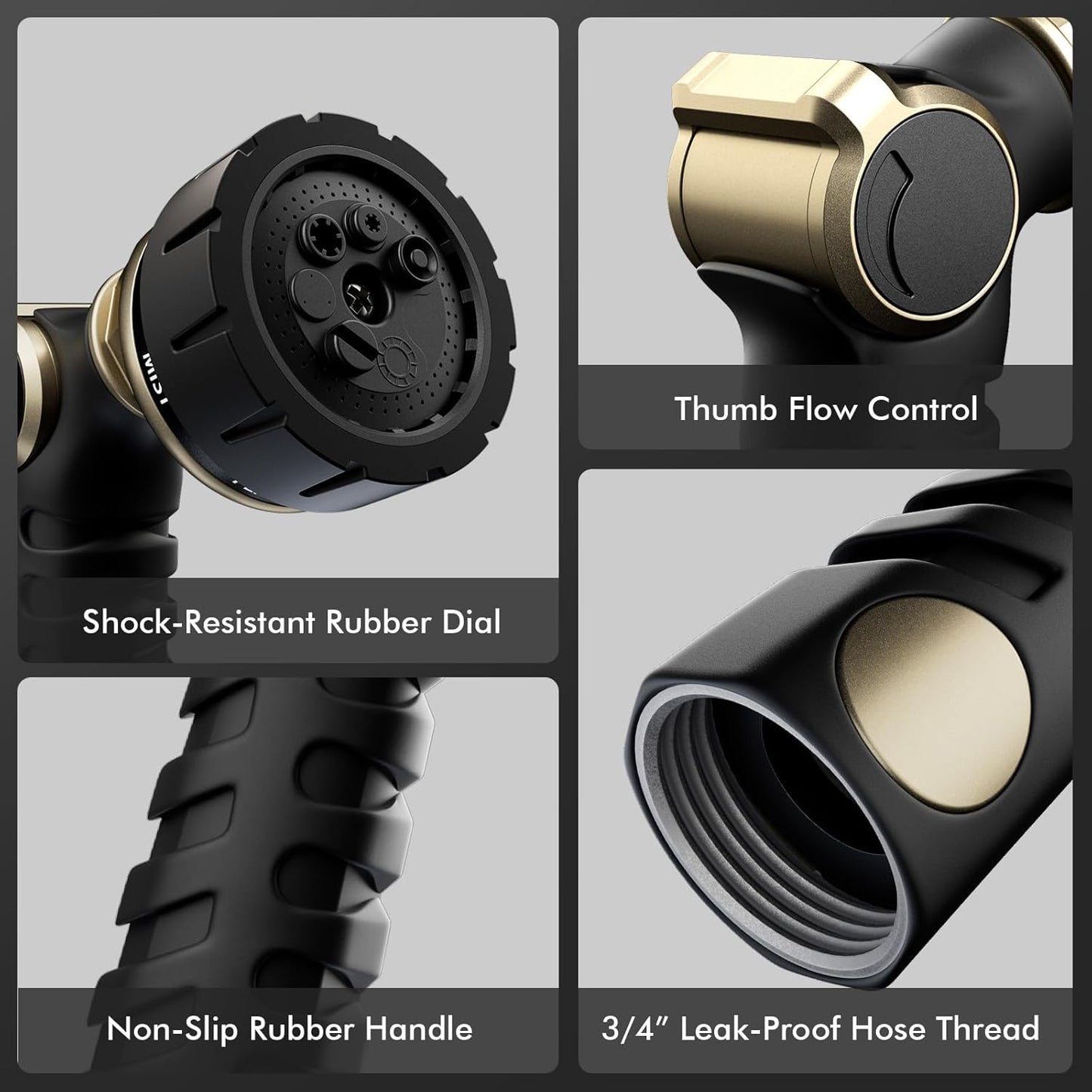 RESTMO Heavy Duty Hose Nozzle - Metal Garden Sprayer with 7 Watering Patterns & Thumb Control | Bronze Finish