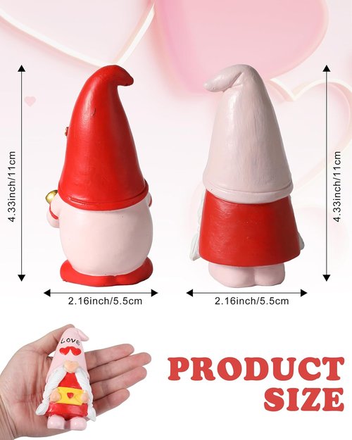 iStatue Valentine Gnomes - Adorable Set of 2 Resin Statues with Heart-Shaped Love & Cupid’s Arrow | Perfect Valentine's Day Decor & Gifts