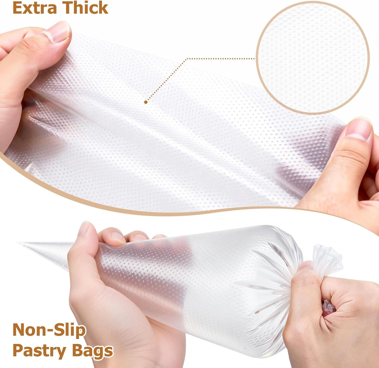 Tamodan 14 Inch Tipless Piping Bags - 100PCS Disposable Non-Slip Icing & Frosting Bags for Cakes, Cupcakes, Cookies