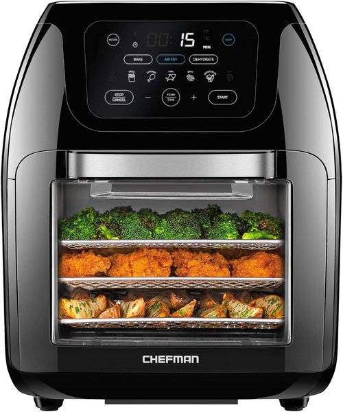 CHEFMAN Digital Air Fryer - Multifunctional 10L XL Capacity with 17 Touch Screen Presets | Black