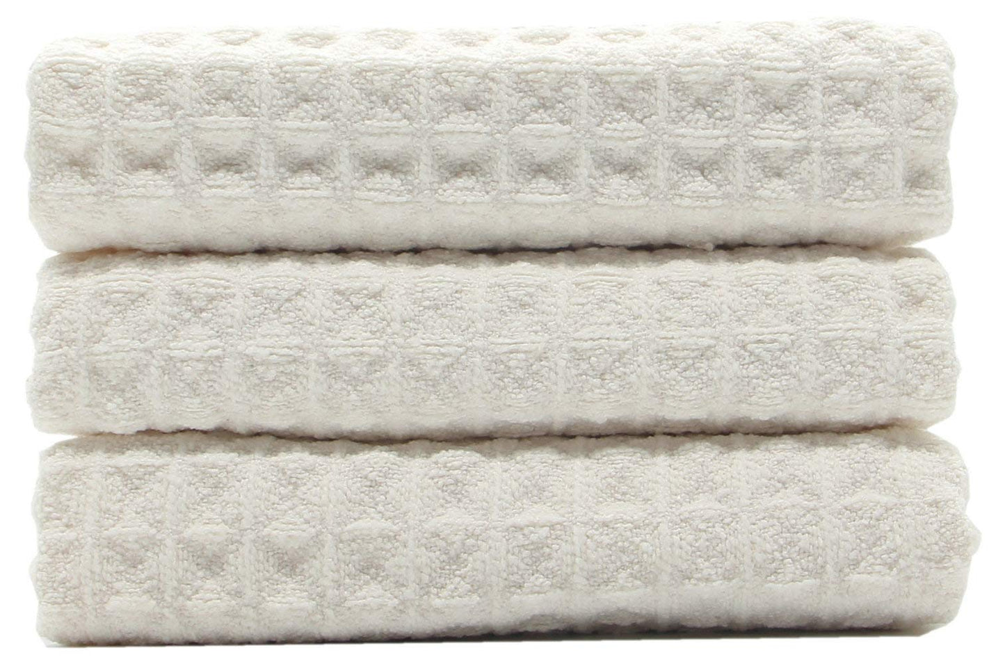 VeraSong Waffle Weave Kitchen Drying Towels - Thick Microfiber, Absorbent, Lint Free 16Inch x 24Inch 3 Pack Beige