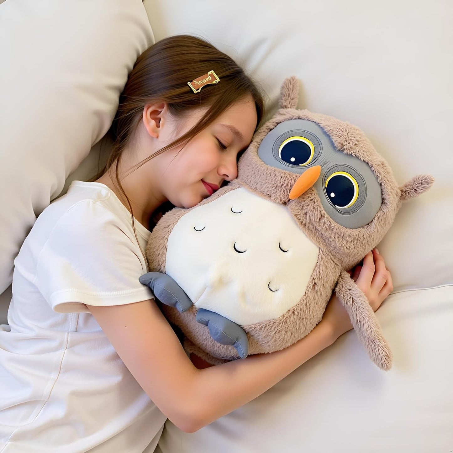 Ryttir 15.7 Inch Chubby Gray Owl Plush Toy - Adorable Adventure Stuffed Animal Gift for Kids & Women