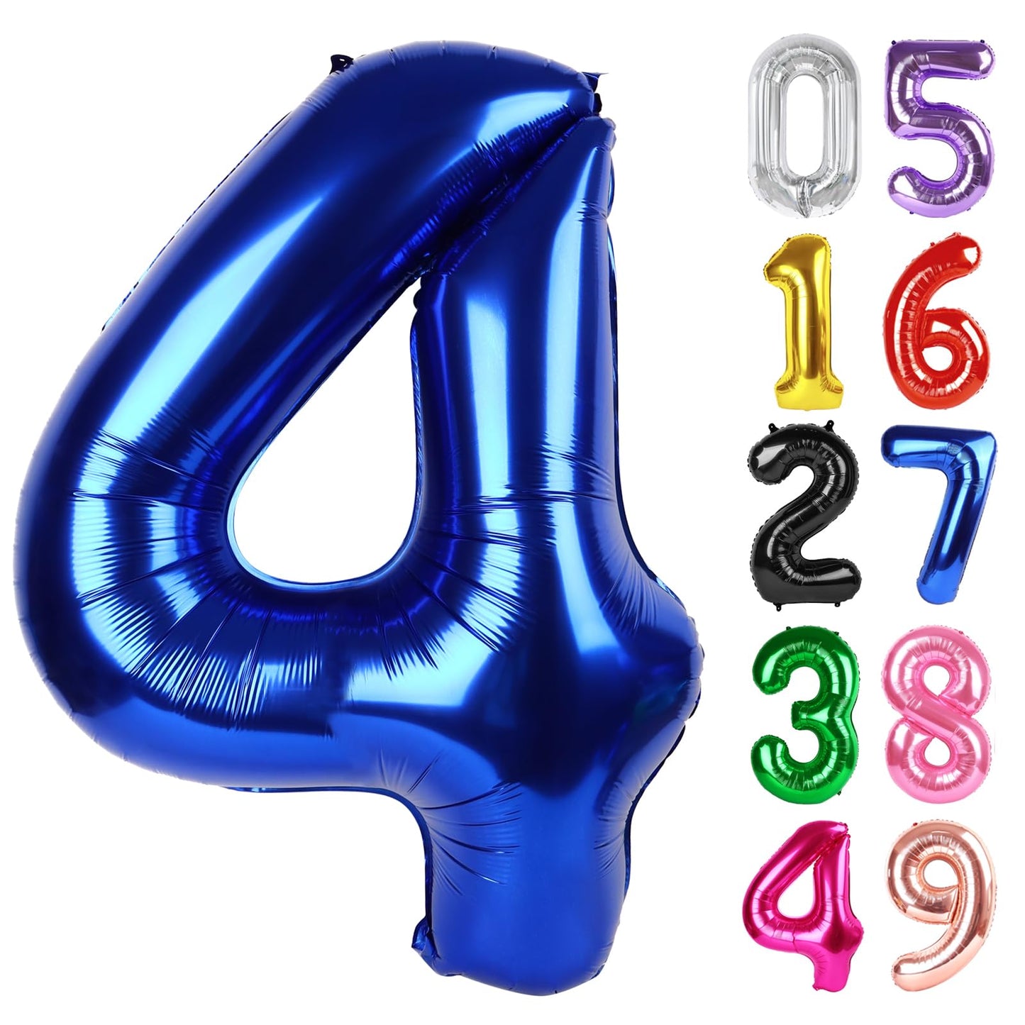 Night Blue Number 4 Balloon 40 Inch, 4th Birthday Party Decorations for Children, Giant 4 Foil Balloon for Party Supplies