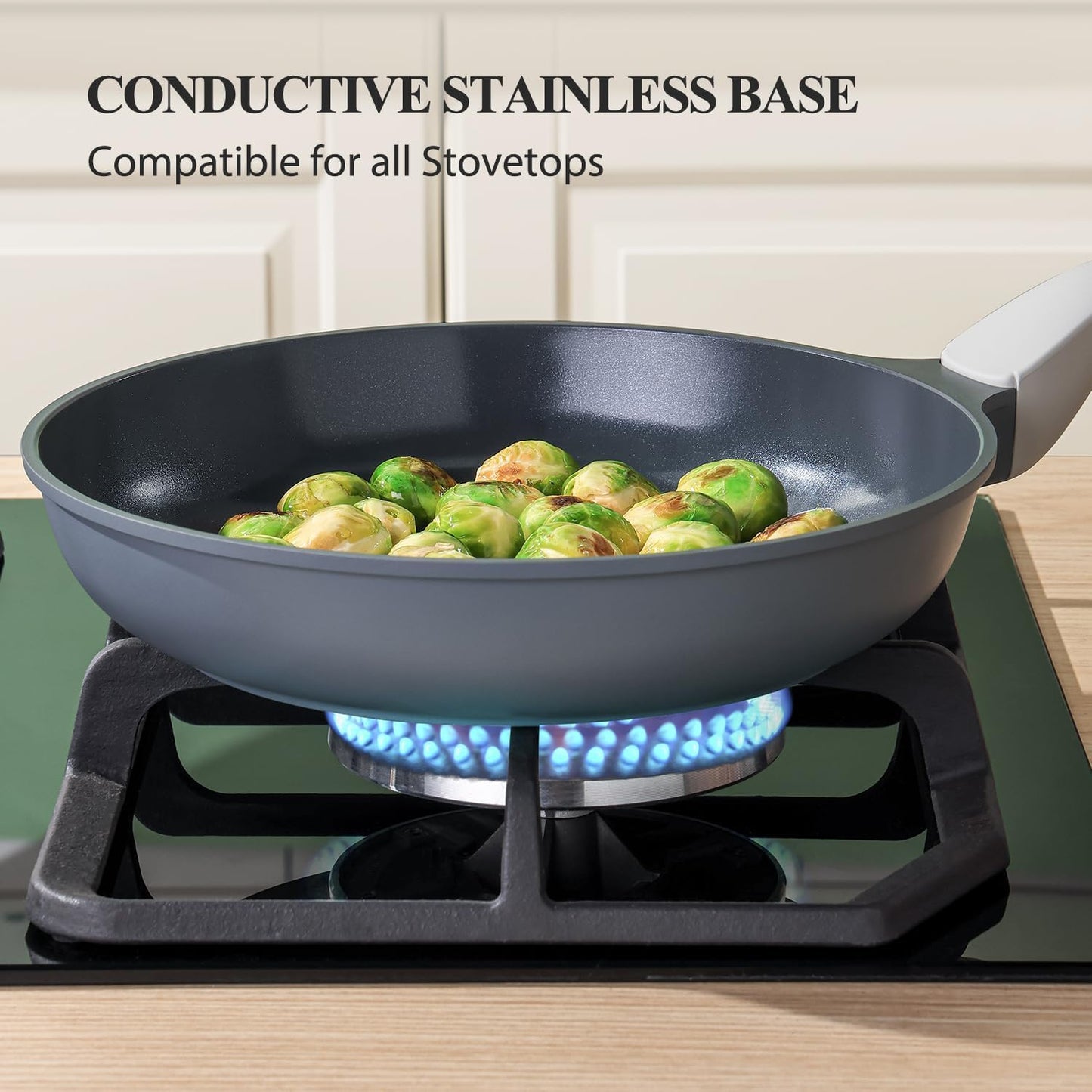 PRICUSIS Nonstick Ceramic Frying Pan - Healthy, Non-Toxic Skillet with Lid | 8-Inch Induction Compatible