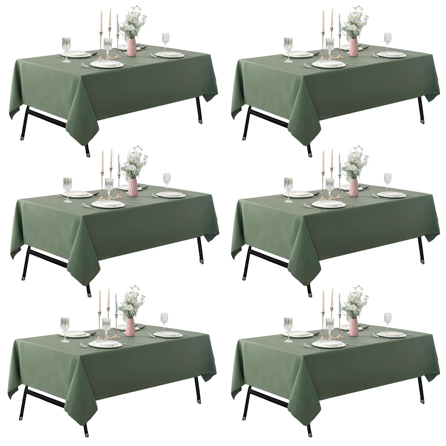 ZarzaaSik 10-Pack Round 108-inch Sage Green Table Cloths, Solid Stain and Wrinkle Resistant Circular Tablecloth, Premium Plain Weave Polyester Fabric Table Linen Covers for Hotel, Banquet