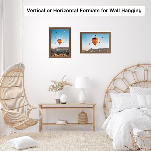 JCJMY 6x9 Picture Frame - Brown Wall Hanging & Tabletop Display | Shatter-Resistant Plexiglass