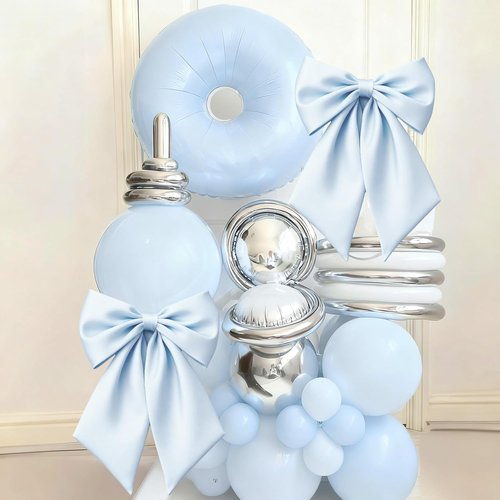 Blue Bow Decor | Large 22x11 Inch Crib Skirt with Big Bows - Perfect for Christmas, Parties & Showers
