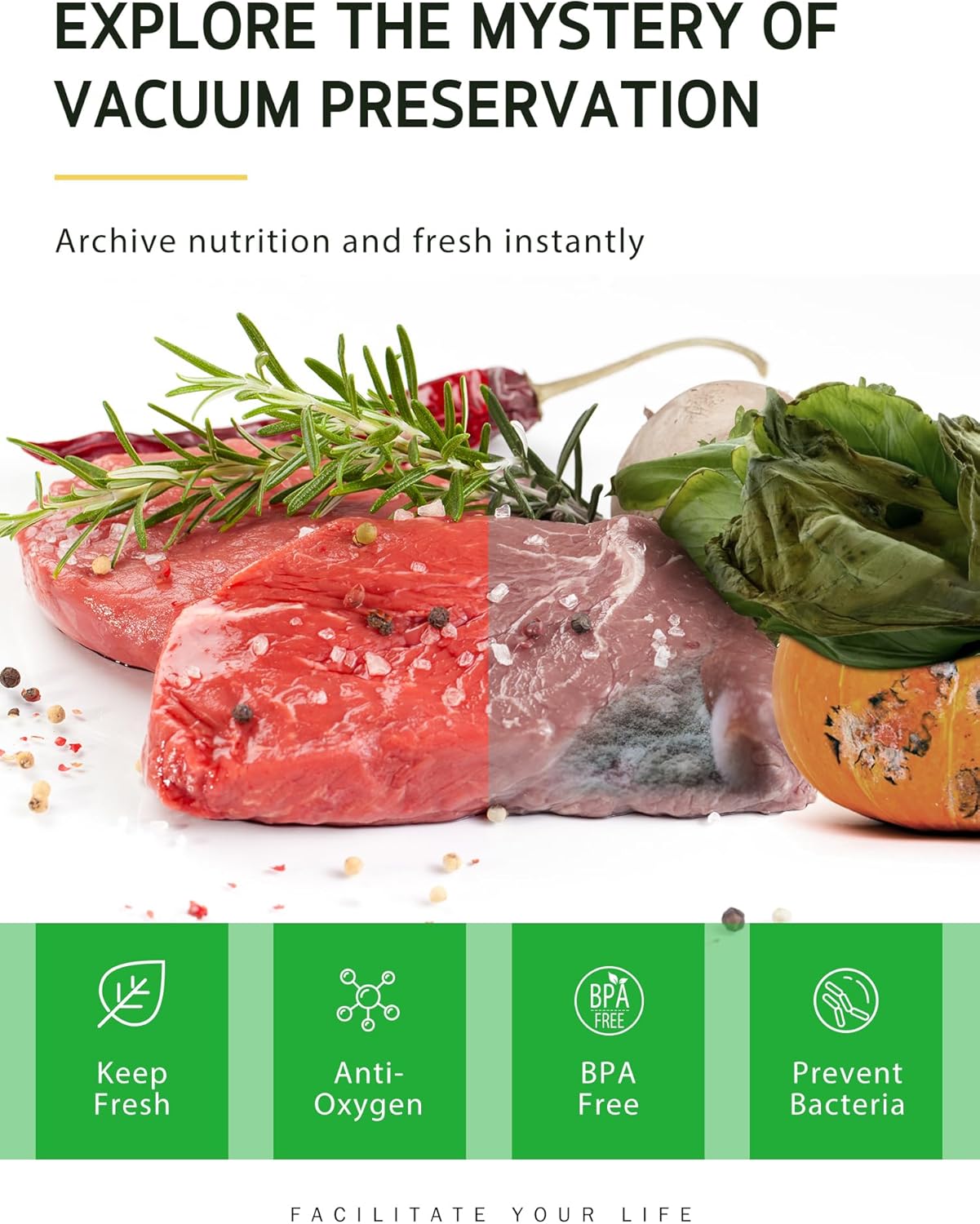 Syntus Vacuum Sealer Bags - 8 Pack of Commercial Grade BPA-Free Rolls | 11" x 20' & 8" x 20' for Food Storage