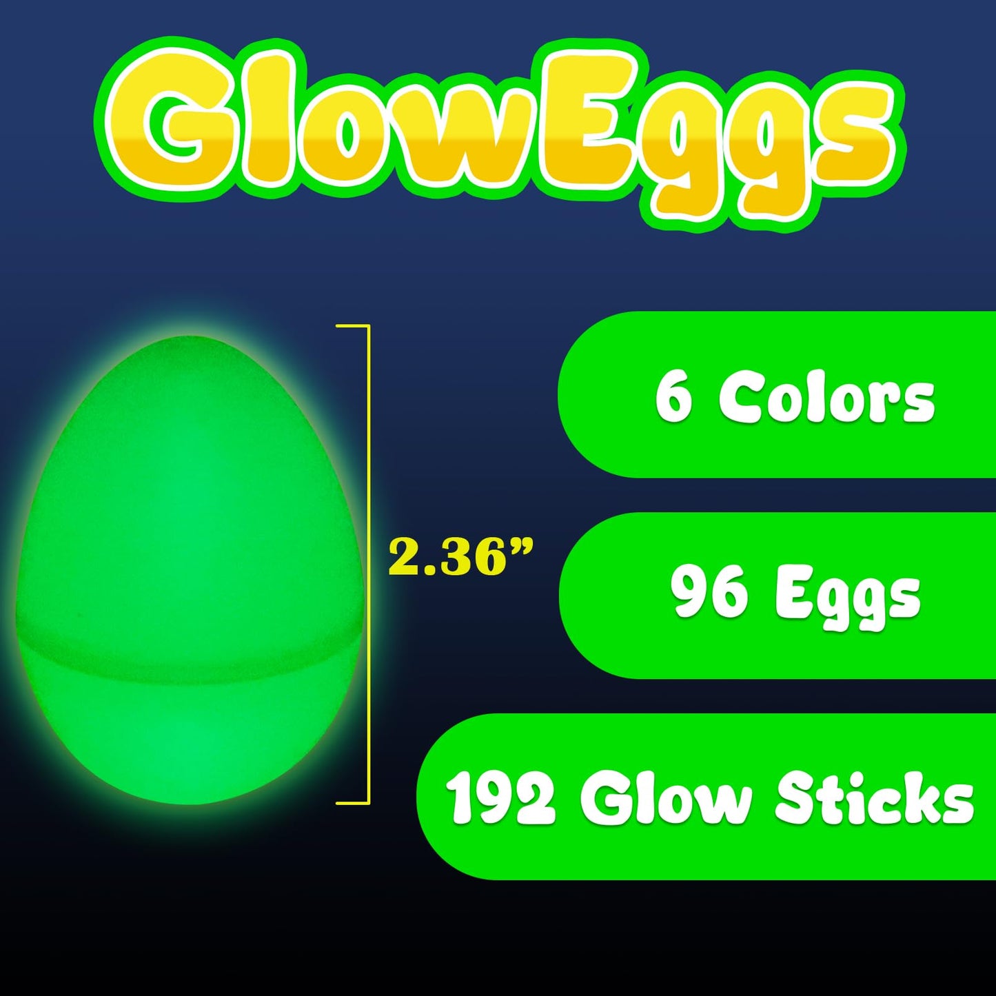 MGparty Glow in The Dark Easter Eggs, 96 Plastic Eggs with 192 Mini Glow Sticks for Kids Easter Basket Stuffers Party Favors Egg Hunt Supplies and Easter Decorations