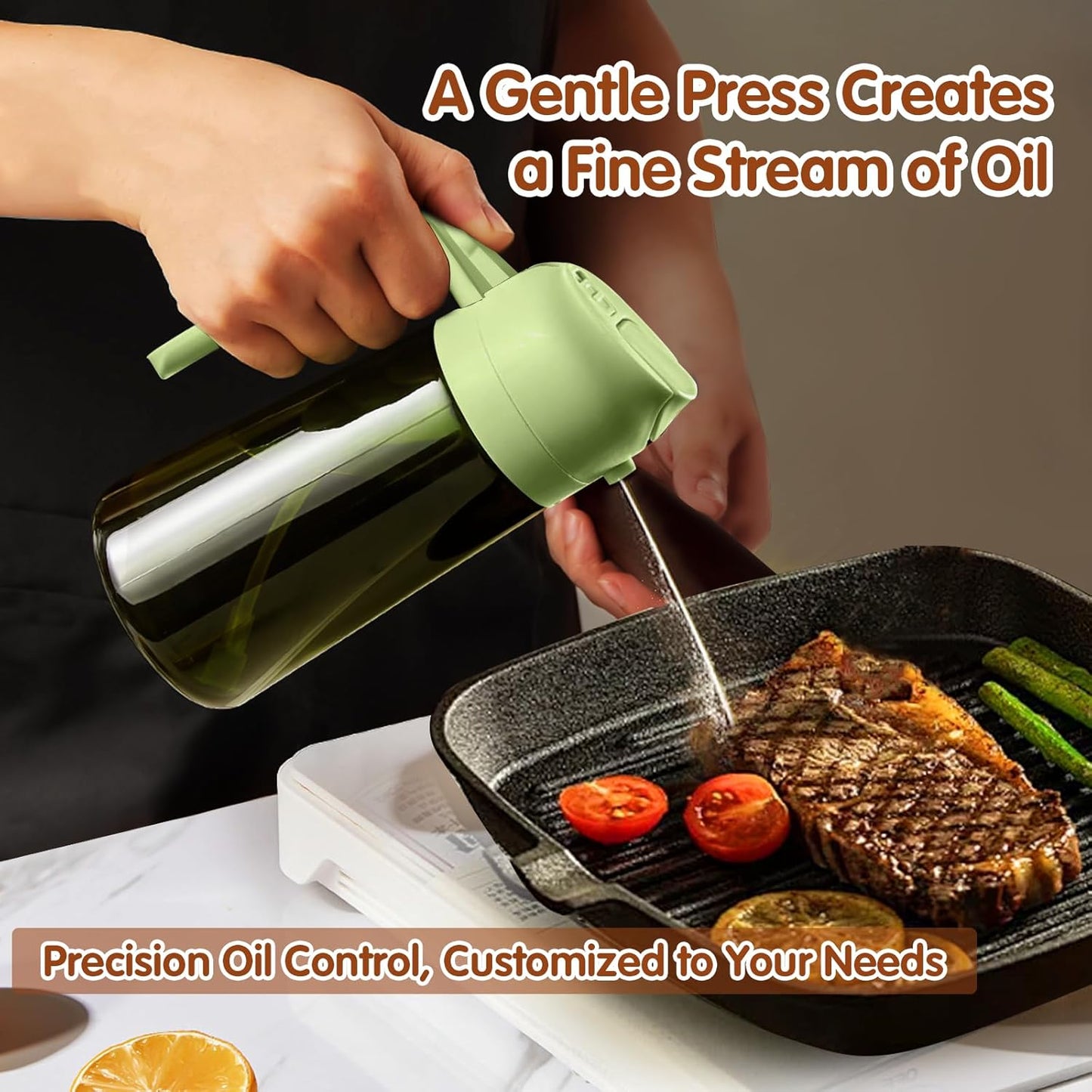 YARRAMATE Light Blocking Oil Sprayer - 16oz Food-Grade Olive Oil Dispenser Bottle | Premium Dark Green Glass for Cooking & BBQ