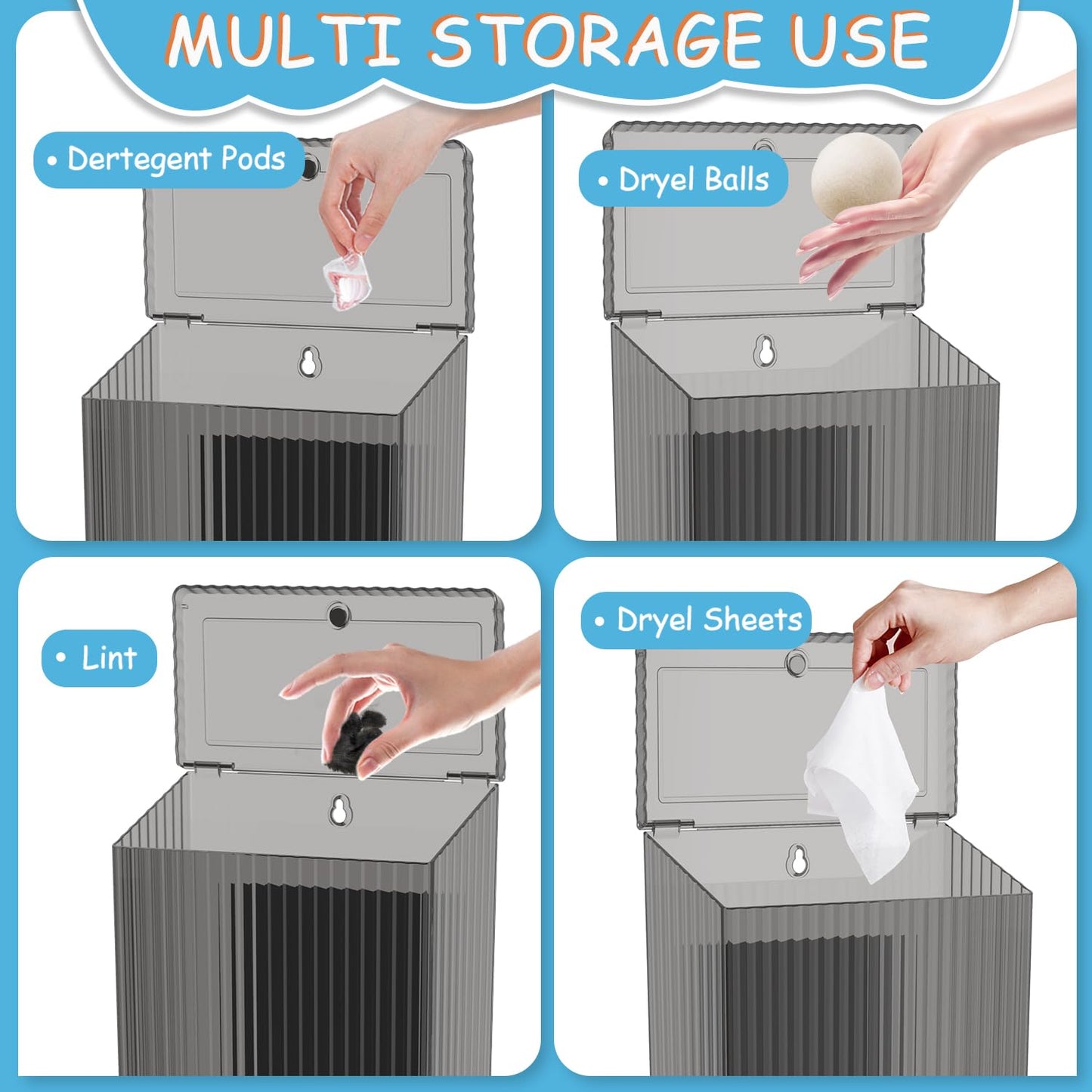 Sealegend Magnetic Slim Trash Can - Lint Bin for Kitchen & Bathroom Organization | Black