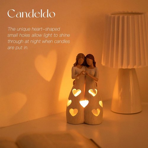 Candeldo Sister Candle Holder Figurine - Unique Birthday Gift for Women | Meaningful Home Decor