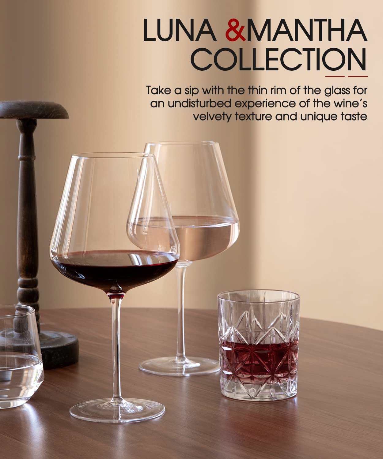 OJA Red Wine Glasses Set of 4, 28 oz Large Wine Glass, Hand Blown Crystal Clearer, Lighter for Tasting, Gift Packaging for Special Days, Wedding, Birthday, Christmas, Father's Day