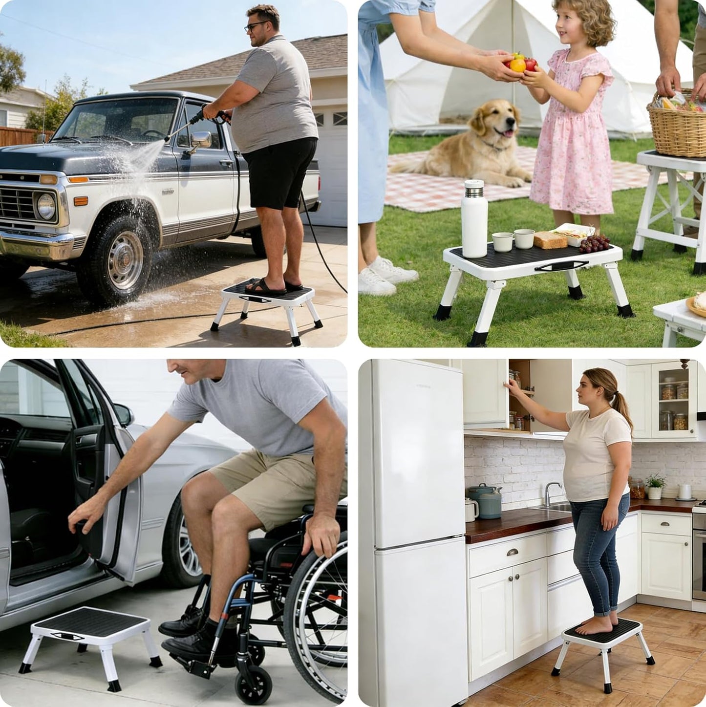 Simple Deluxe Step Stool - Foldable Heavy Duty Foot Stool with Non-Slip Platform | 330 Lbs Capacity