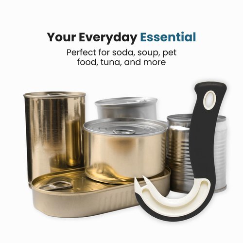 Jokari Ring Pull Can Opener for Soda and Food Cans Arthritis Aid with Non Slip Grip for Seniors Kids and Nail Protection Manual Pull Tab Tool for Easy Open Cans Black Dishwasher Safe