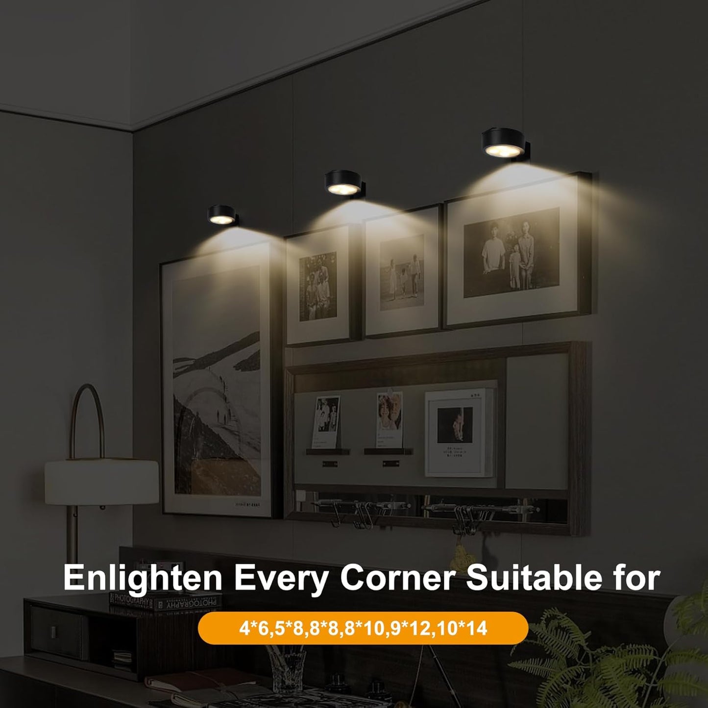 Skiennix 6-Pack Battery Operated Picture Lights - Magnetic, Remote-Controlled, Dimmable Art Display | Ideal for Portraits & Frames