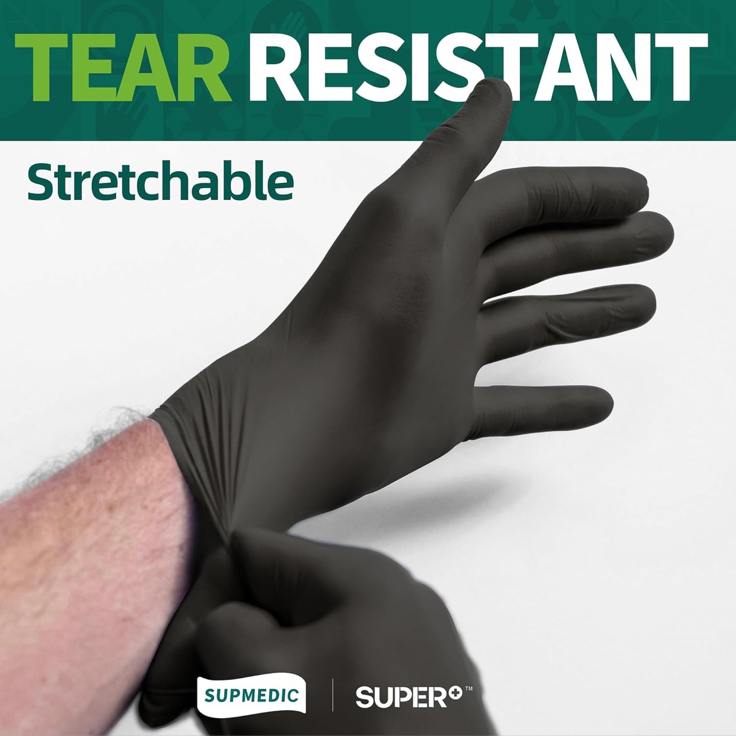 Supmedic Vinyl Disposable Exam Gloves - Black 4Mil, Powder-Free & Latex-Free | Medical & Food Safe (100/1000 Ct)